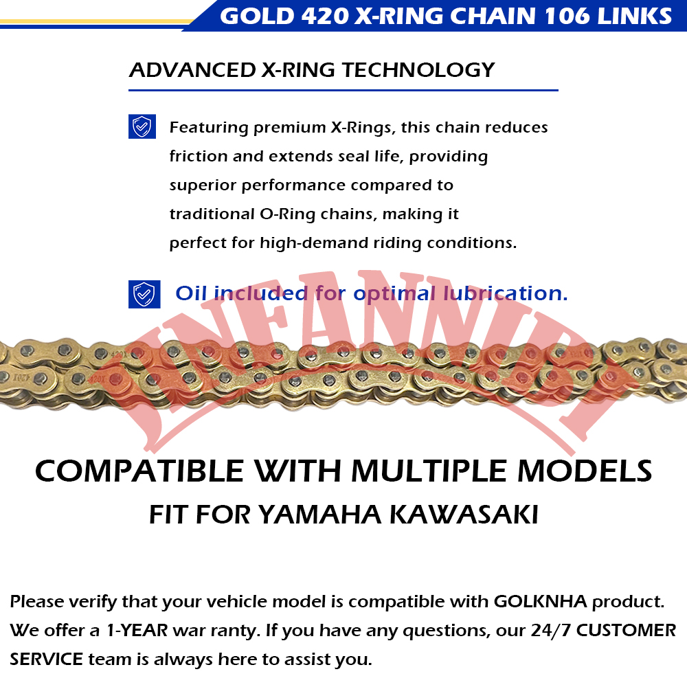 Gold 420 X-Ring Chain 106 Link - Master Link Chain 评论和价格