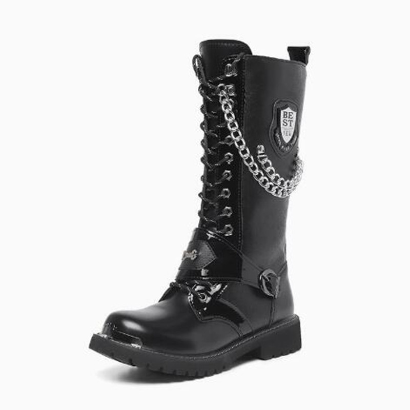 Men Fashion Motorcycle Boots M - Steel Chain 评论和价格